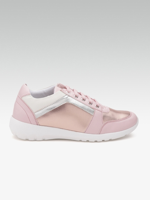 

Carlton London Women Pink & Rose Gold-Toned Colourblocked Sneakers