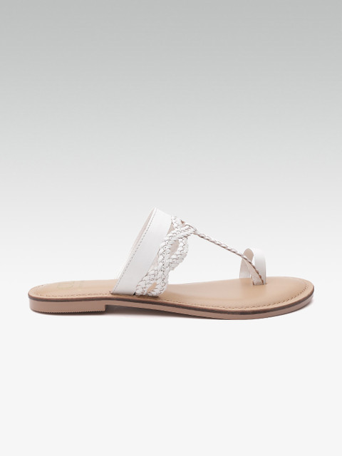 

Carlton London Women White Braided Leather One Toe Flats