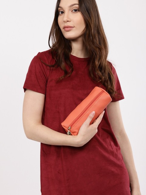 

Caprese Peach Colored Solid Makeup Pouch