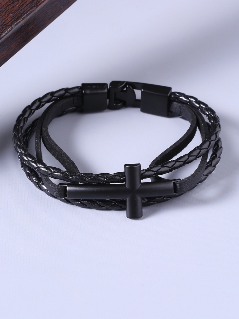 

Dare by Voylla Black Leather Wraparound Bracelet