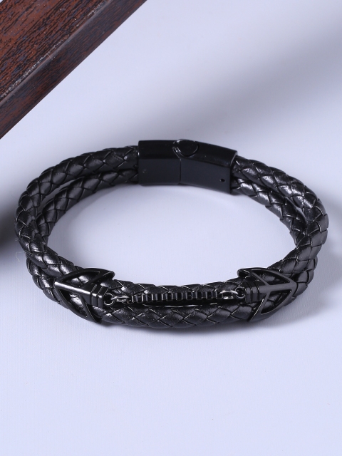 

Dare by Voylla Black Leather Wraparound Bracelet