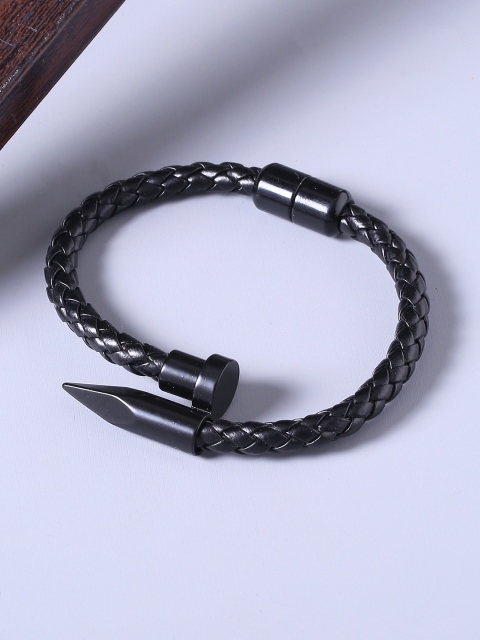 

Dare by Voylla Black Leather Wraparound Bracelet