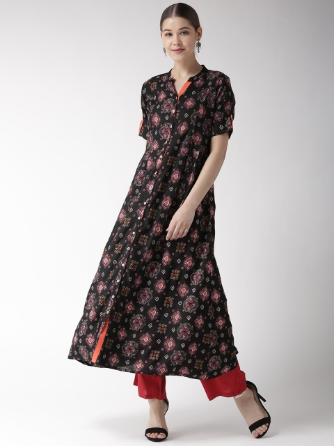 

RANGMAYEE Women Black & Pink Printed A-Line Kurta