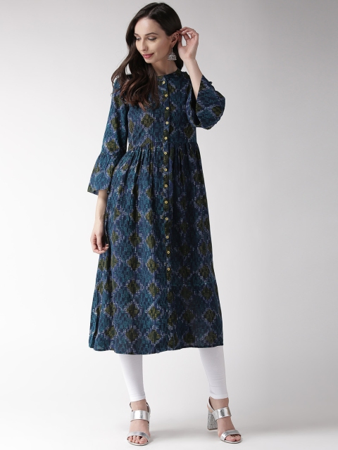 

RANGMAYEE Women Navy Blue Printed A-Line Kurta