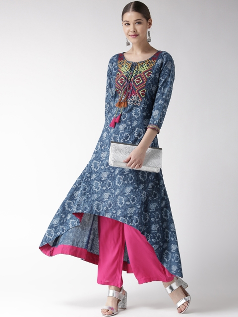 

RANGMAYEE Women Navy Blue Printed A-Line Kurta