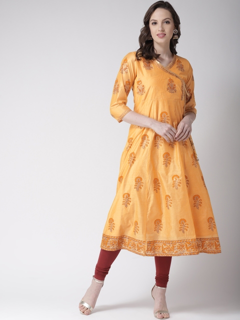 

RANGMAYEE Women Yellow & Golden Printed A-Line Kurta