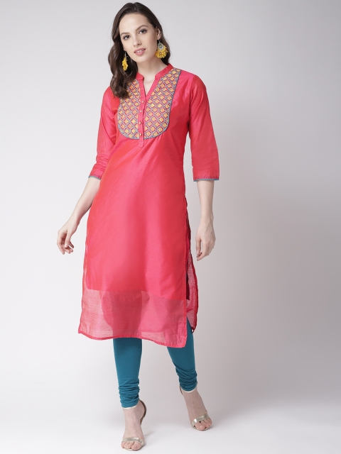 

RANGMAYEE Women Pink Yoke Design Straight Kurta