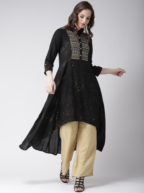 

RANGMAYEE Women Black & Golden Printed A-Line Kurta