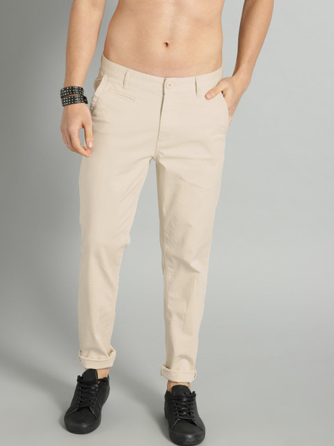

Roadster Men Beige Regular Fit Solid Regular Trousers