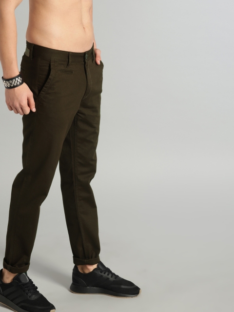 

Roadster Men Brown Regular Fit Self Design Regular Trousers