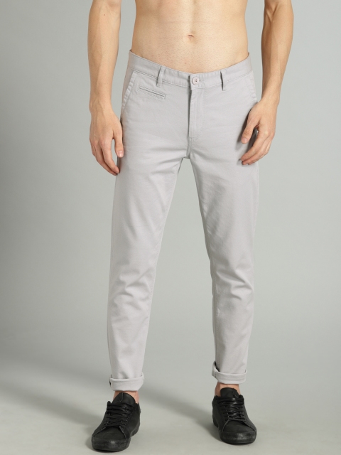 

The Roadster Lifestyle Co Men Grey Regular Fit Self Design Regular Trousers