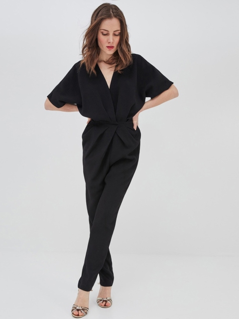 

promod Black Solid Basic Jumpsuit