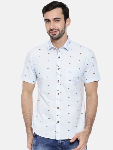 

IMYOUNG Men Blue Slim Fit Printed Casual Shirt