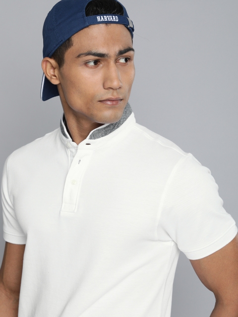 

Harvard Men White Mandarin Collar Pure Cotton T-shirt