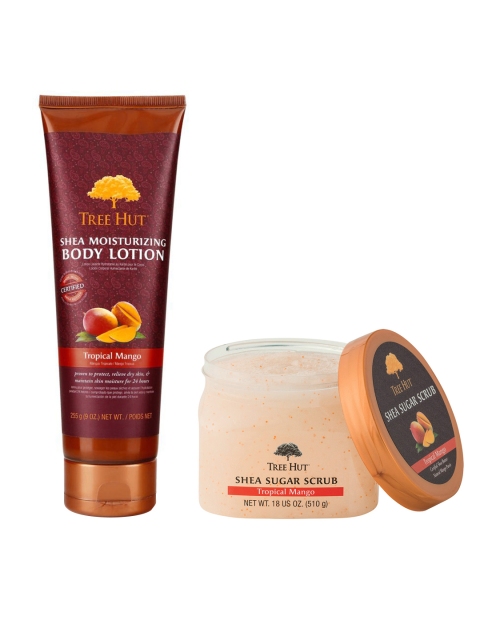 

Tree Hut Set Of Tropical Mango Shea Sugar Scrub & Moisturizing Body Lotion, Beige