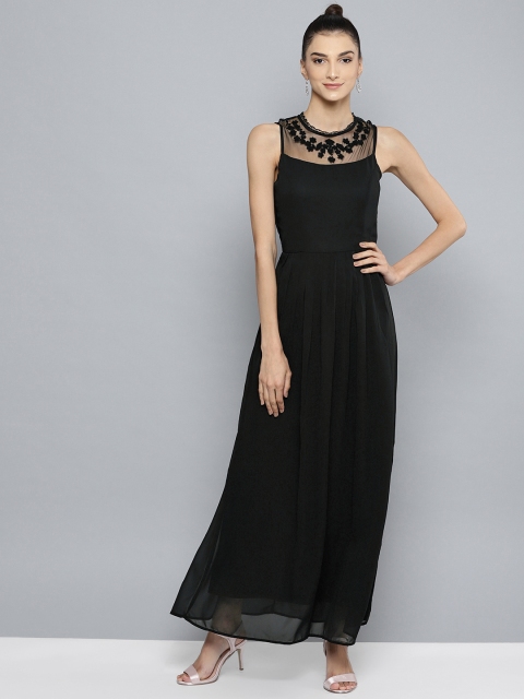 

Harpa Women Black Solid Maxi Dress