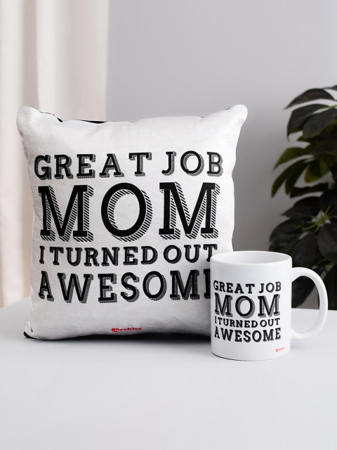 

Archies Set of 2 Printed Mug & Cushion Set, White