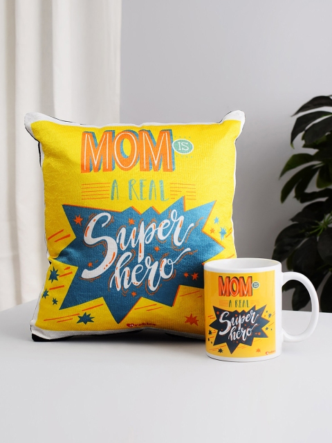 

Archies Yellow Printed Mug & Cushion Set