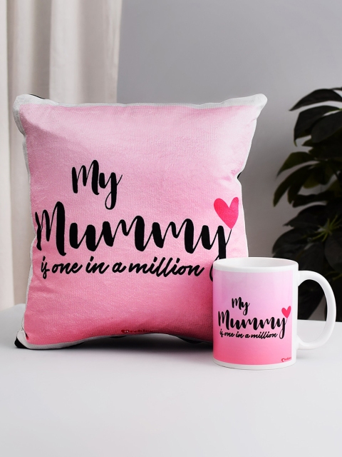 

Archies Pink & Black Printed Mug & Cushion Set