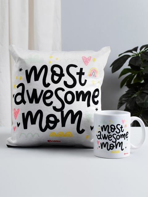 

Archies White & Black Printed Mug & Cushion Set