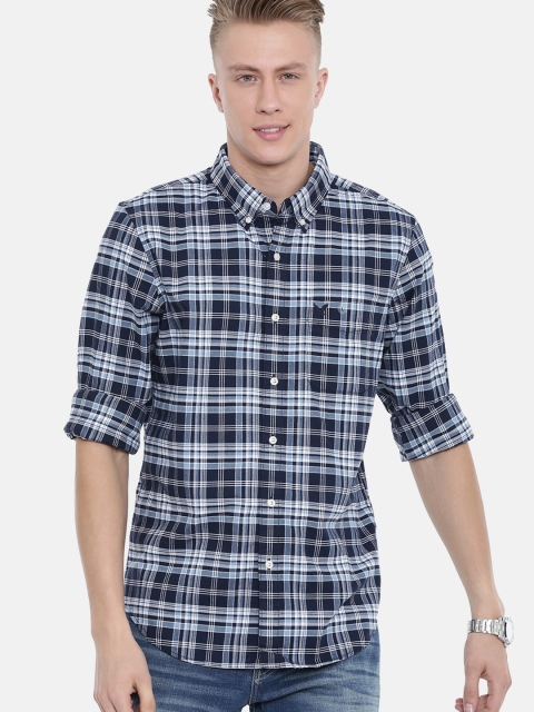 

AMERICAN EAGLE OUTFITTERS Men Blue Slim Fit Checked Casual Shirt
