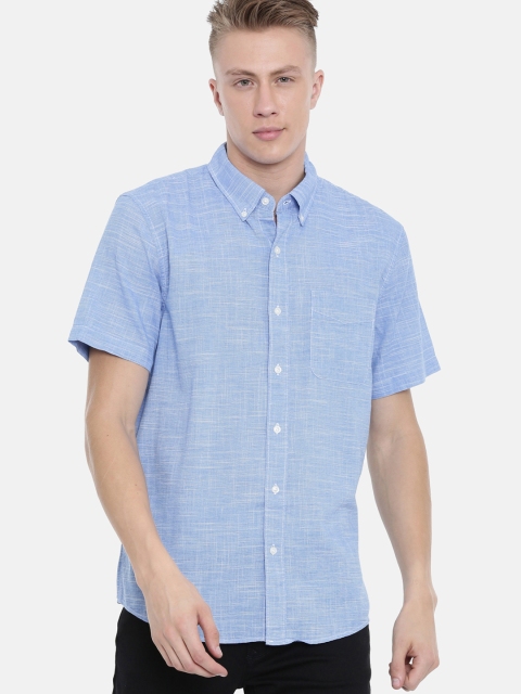 

AMERICAN EAGLE OUTFITTERS Men Blue Regular Fit Self Design Casual Shirt