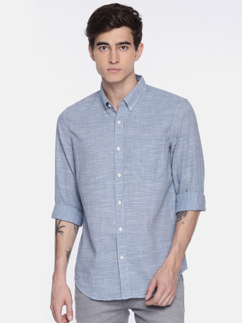 

AMERICAN EAGLE OUTFITTERS Men Blue Slim Fit Solid Casual Shirt