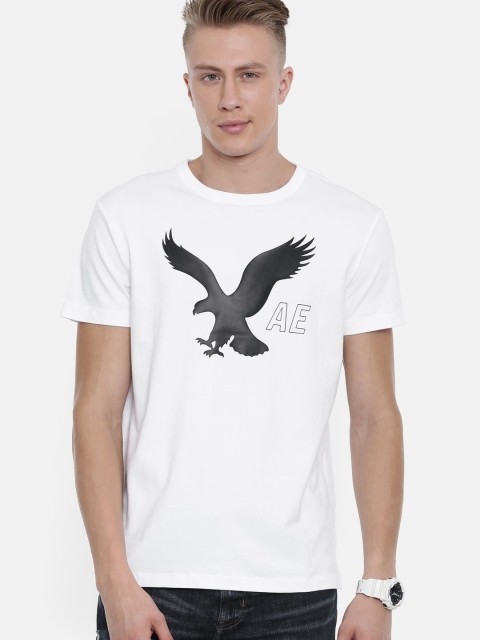 

AMERICAN EAGLE OUTFITTERS Men White Printed Round Neck T-shirt