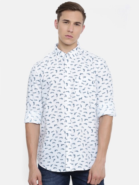 

AMERICAN EAGLE OUTFITTERS Men Off-White Slim Fit Printed Casual Shirt