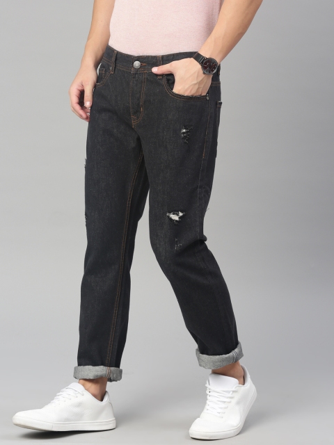 

American Crew Men Blue Straight Fit Mid-Rise Mildly Distressed Jeans