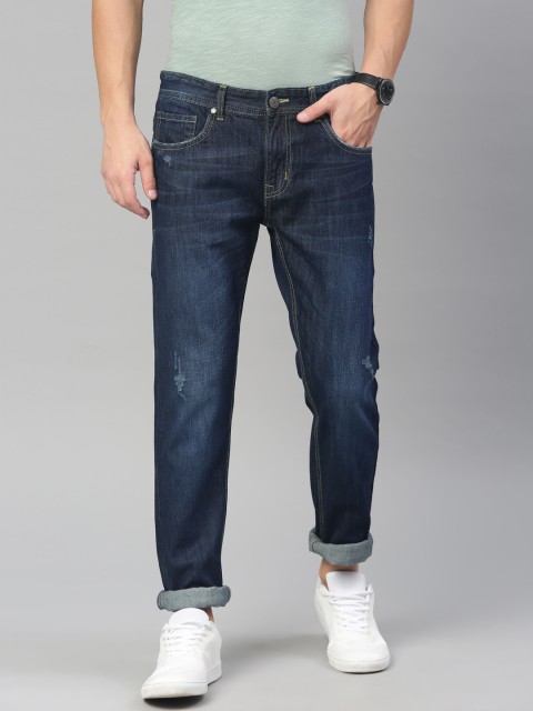 

American Crew Men Blue Straight Fit Mid-Rise Low Distress Jeans