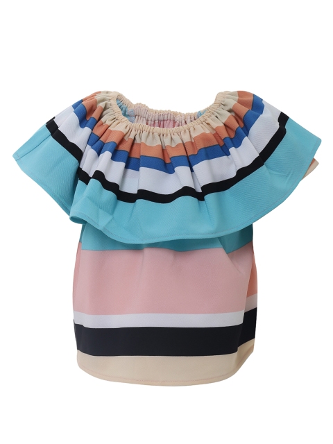 

One Friday Girls Multicoloured Striped Cape Top, Multi