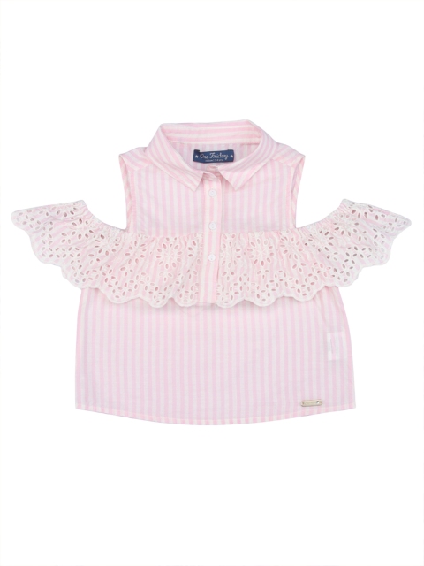 

One Friday Girls Pink Striped A-Line Top