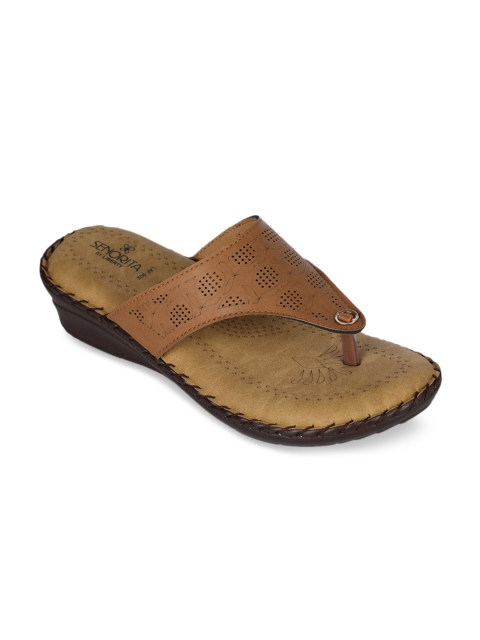 

Liberty Women Tan Brown Solid Open Toe Flats