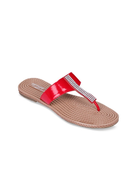 

Liberty Women Red Solid T-Strap Flats