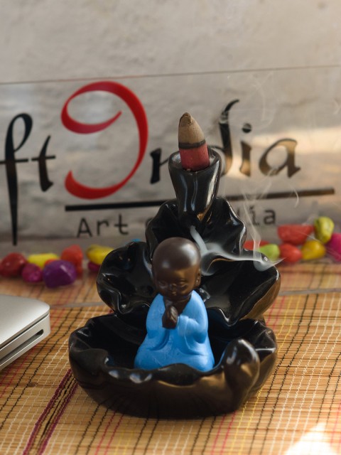 

eCraftIndia Brown & Blue Buddha Smoke Fountain Showpiece