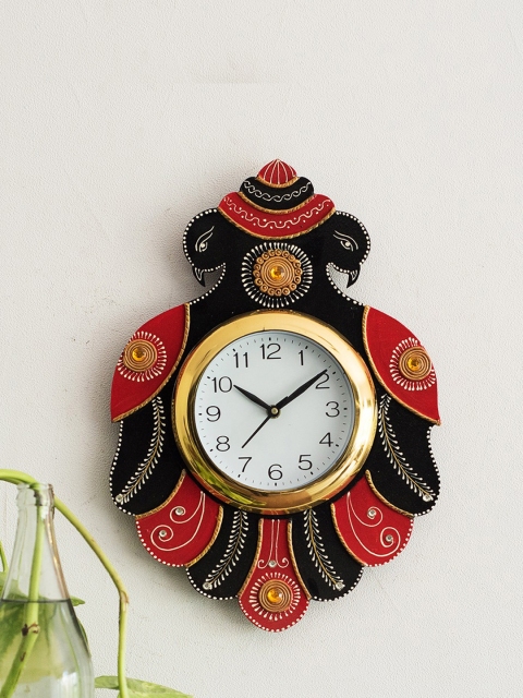 

eCraftIndia Multicoloured Handcrafted Quirky Textured Analogue Wall Clock, Multi