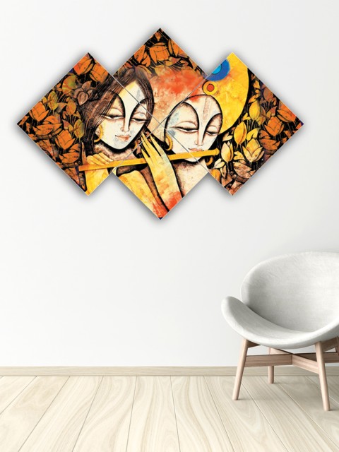 

eCraftIndia Set of 4 Multicoloured Radha Krishna Wall Art, Multi