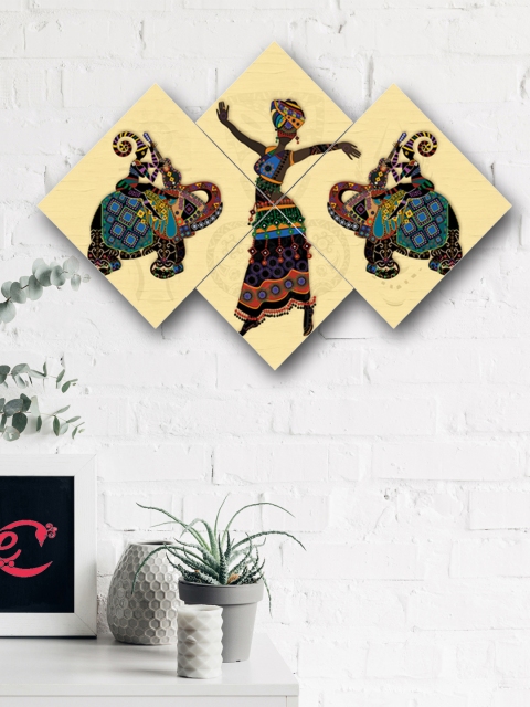 

eCraftIndia Set of 4 Multicoloured Tribal Canvas Wall Art, Multi