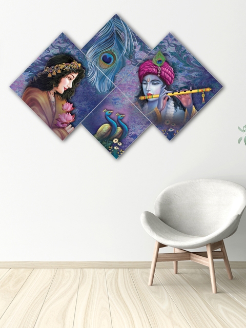 

eCraftIndia Set of 4 Multicoloured Radha Krishna Canvas Wall Art, Multi