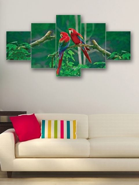 

eCraftIndia Set of 5 Multicoloured Parrots Canvas Wall Art, Multi