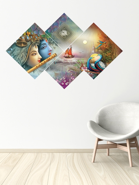 

eCraftIndia Set of 4 Multicoloured Radha Krishna Canvas Wall Art, Multi