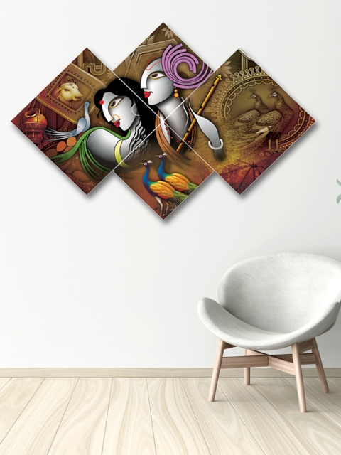 

eCraftIndia Set of 4 Multicoloured Radha Krishna Canvas Wall Art, Multi