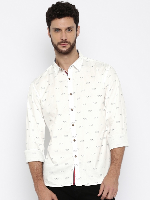 

Flying Machine White Printed Casual Shirt