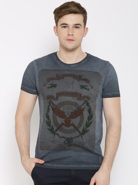 

Flying Machine Grey Washed Printed T-shirt