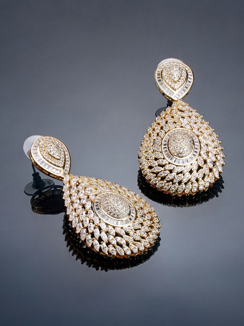 

shaze Women Silver-Toned & Gold-Plated Contemporary Drop Earrings