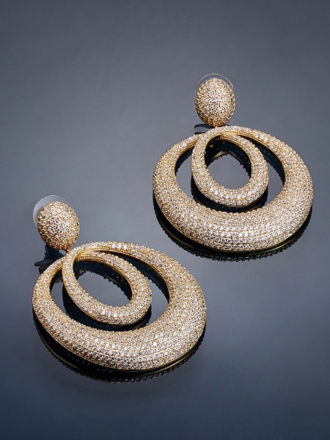 

shaze Gold-Plated Antique Circular Drop Earrings