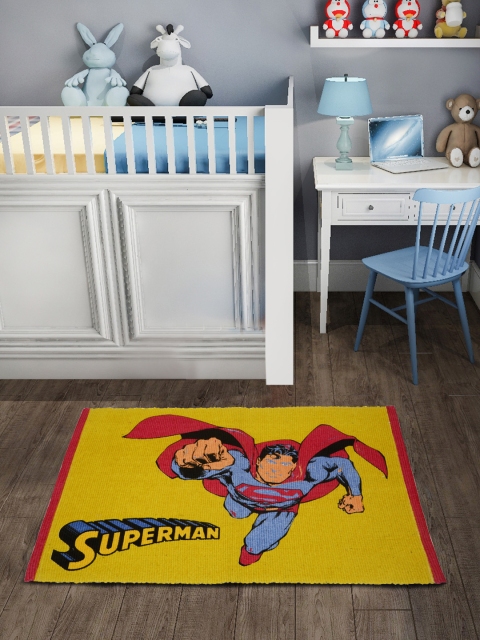 

Saral Home Unisex Yellow Superman Printed Cotton Bath Rug