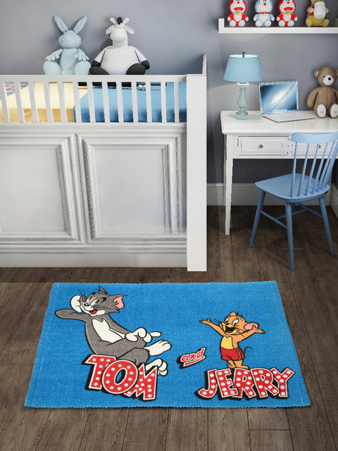 

Saral Home Unisex Blue Tom & Jerry Printed Cotton Bath Rug
