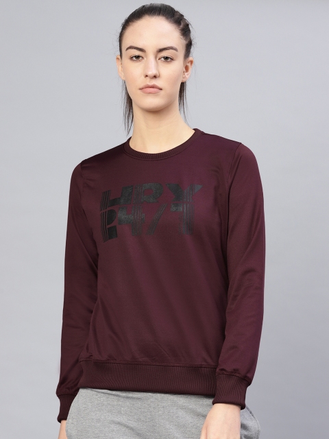 

HRX by Hrithik Roshan Women Burgundy Printed Training Sweatshirt